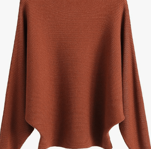 GABERLY Boat Neck Batwing Sleeves Dolman Knitted Sweaters